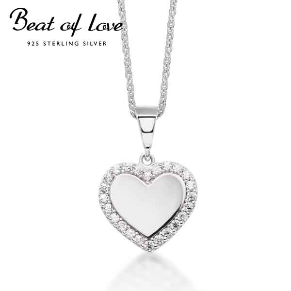 Beat of Love hopeinen sydänriipus - Hopeakorut - BOL-N1651Z-40-45cm - 1