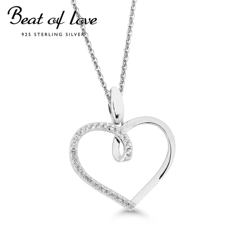 Beat of Love hopeinen sydänriipus zirkoneilla BOL-N0068Z - Hopeakorut - BOL-N0068Z40-45cm - 1