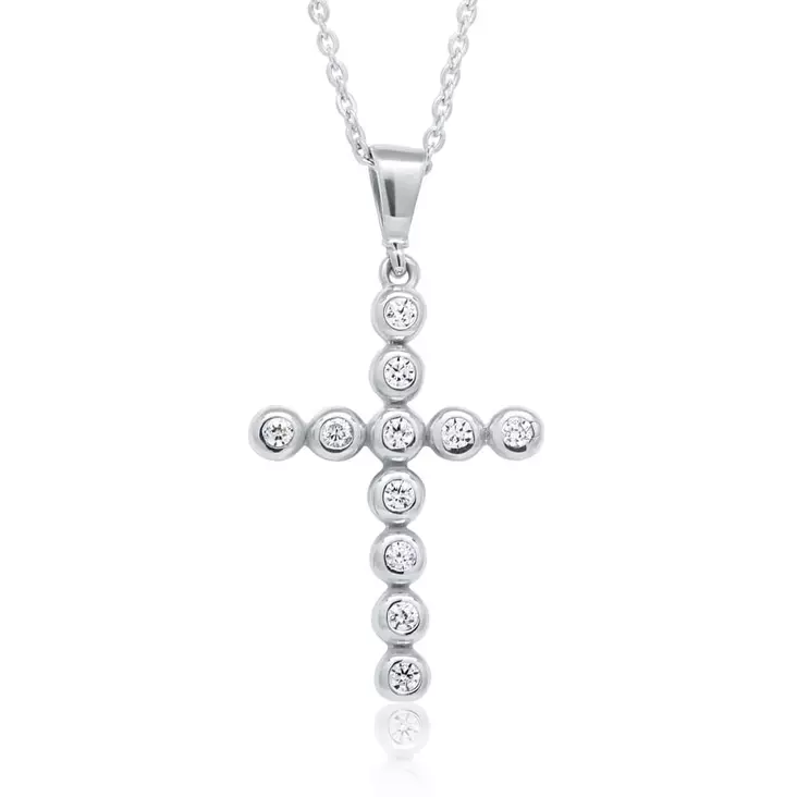 Hopeinen risti zirkoneilla BOL-N1693Z - Hopeakorut - BOL-N1693Z40-45cm - 1