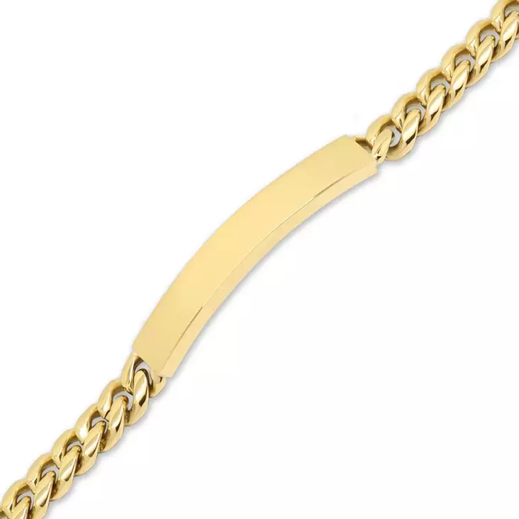 Kullattu teräspanssariranneketju laatalla - Teräskorut - SSB-8411-8GP-19cm - 1