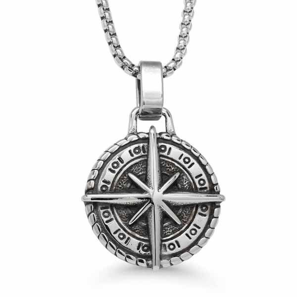 Miesten teräskaulakoru kompassi - Teräskorut - SSP-3059-50cm - 1