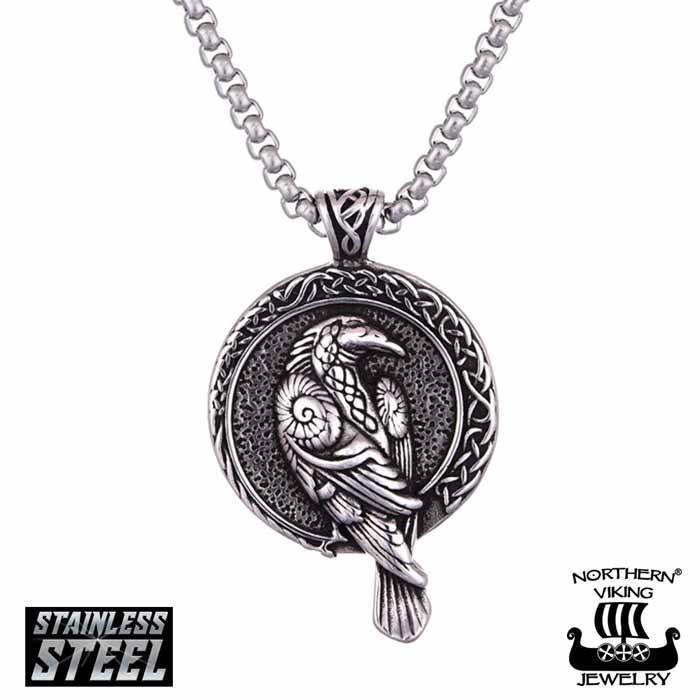 Northern Viking Jewelry Raven Celtic Knot - Teräskorut - NVJRS113-55cm - 1