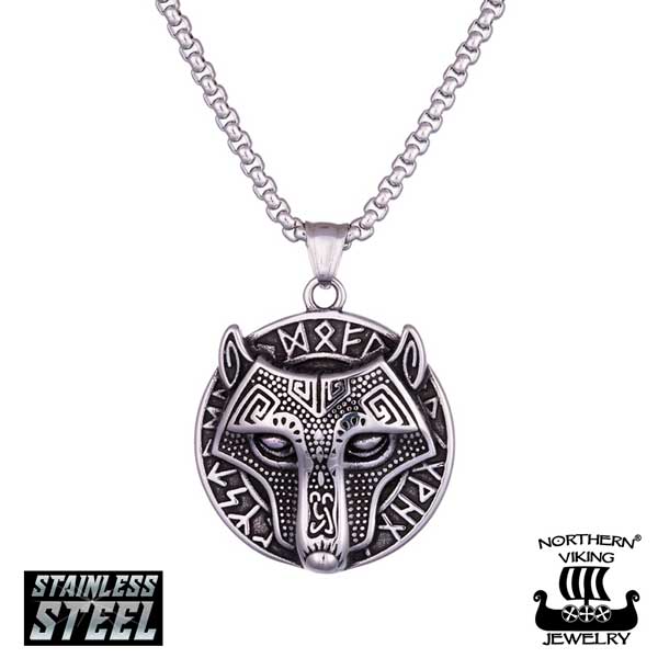 Northern Viking Jewelry Riimu Guardian Wolf kaulakoru NVJRS124 - Teräskorut - NVJRS124 - 1