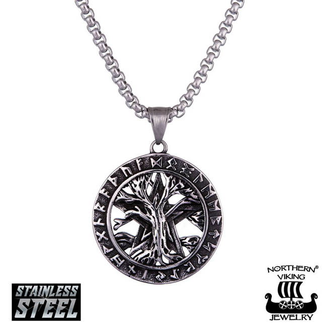 Northern Viking Jewelry Riimu Tree Of Life NVJRS110 - Teräskorut - NVJRS110-55cm - 1