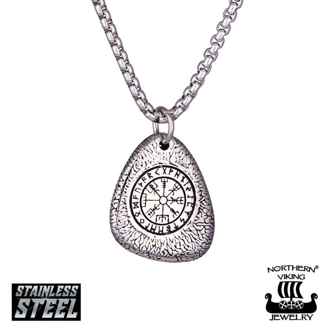 Northern Viking Jewelry Vegvisir Stone Kaulakoru NVJRS116 - Teräskorut - NVJRS116-55cm - 1