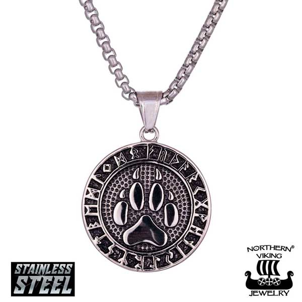 Northern Viking Jewelry Wolf Paw Rune Riipus - Teräskorut - NVJRS064-55cm - 1