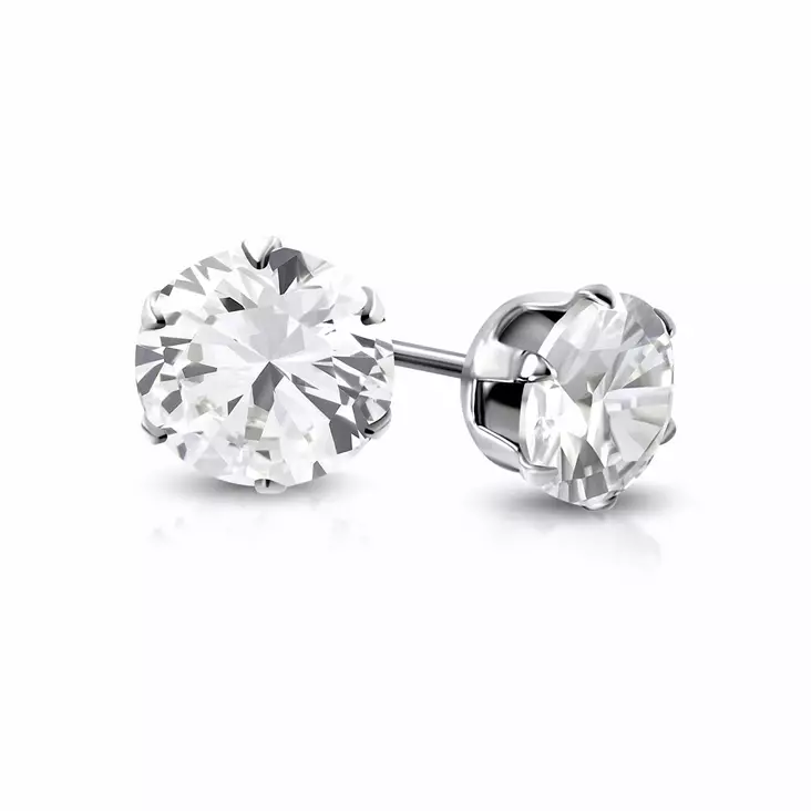 Teräskorvakorut Zirkonia 7mm - Teräskorut - SSE-1001Z-7mm - 1