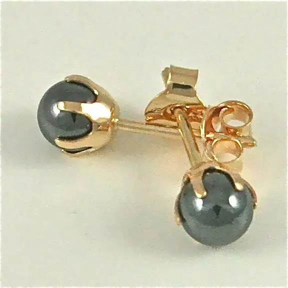 SK Hematiitti-kultakorvakorut 4 mm - Kultakorut - hematiitti-4mm - 1