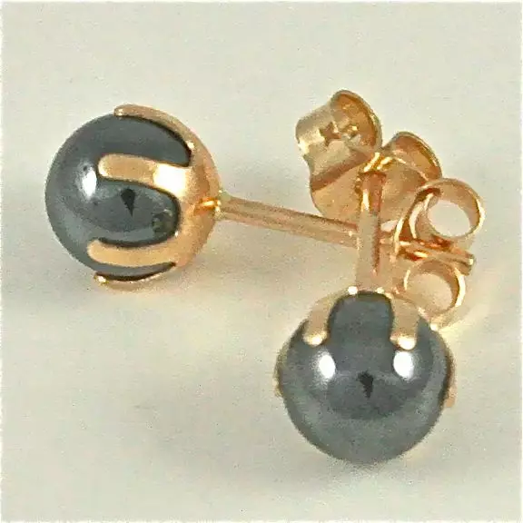 SK Hematiitti-kultakorvakorut 5 mm - Kultakorut - hematiitti-5mm - 1