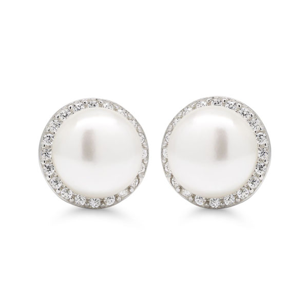 Hopeakorvakorut Zirkoneilla ja helmellä - Hopeakorut - E-1382ZP - 1