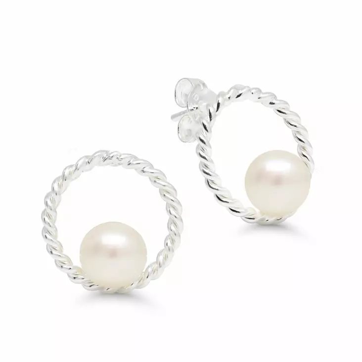 Hopeiset korvakorut helmellä WE-65056P - Hopeakorut - WE-65056P - 1