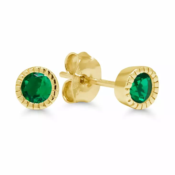 Korutuote Kullatut Hopeakorvakorut Vihreällä Zirkonilla E-1528vihrGP - Hopeakorut - E-1528vihrGP - 1