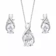 Hopeinen korusetti kirkkaat zirkoniat - Hopeakorut - HMN055-SET - 1