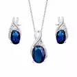 Hopeinen korusetti tummansiniset zirkoniat - Hopeakorut - HMN039-SET - 1