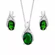 Hopeinen korusetti vihreät zirkoniat - Hopeakorut - HMN056-SET - 1