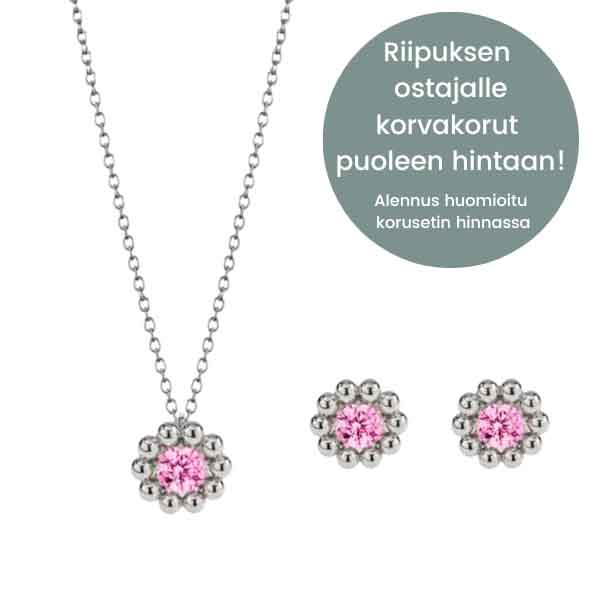 Lumoava Daisy korusetti pinkit zirkoniat - Hopeakorut - L56228150000-SET - 1