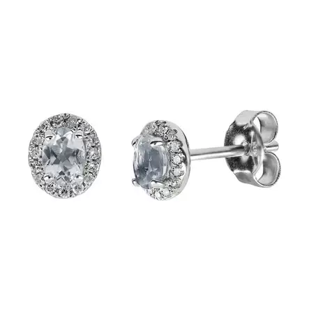 Kohinoor halo-timanttikorvakorut akvamariini - Timanttikorut - 143-P7303V - 1