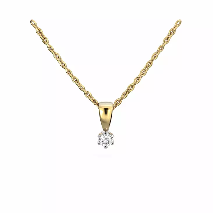 Festive Timanttiriipus Classic 0,05 ct Keltakulta 14K - Timanttikorut - 14-129-005R-KV - 1