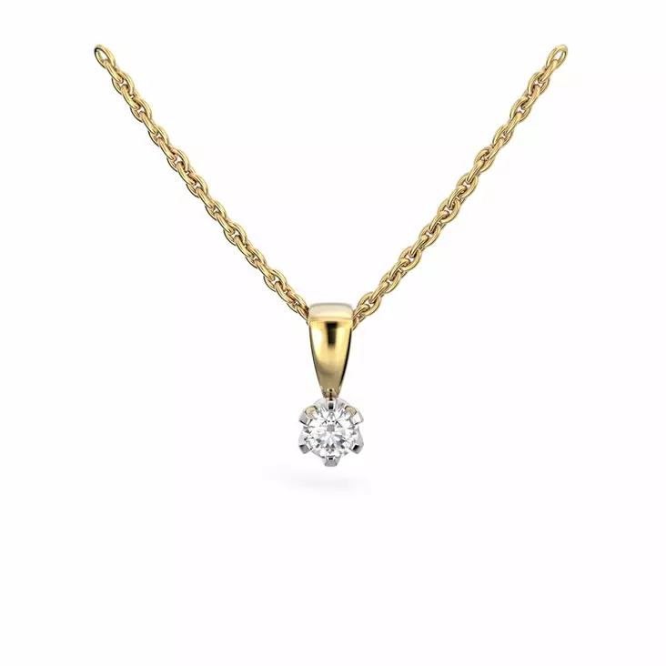 Festive Timanttiriipus Classic 0,10 ct Keltakulta 14K - Timanttikorut - 14-129-010R-KV - 1