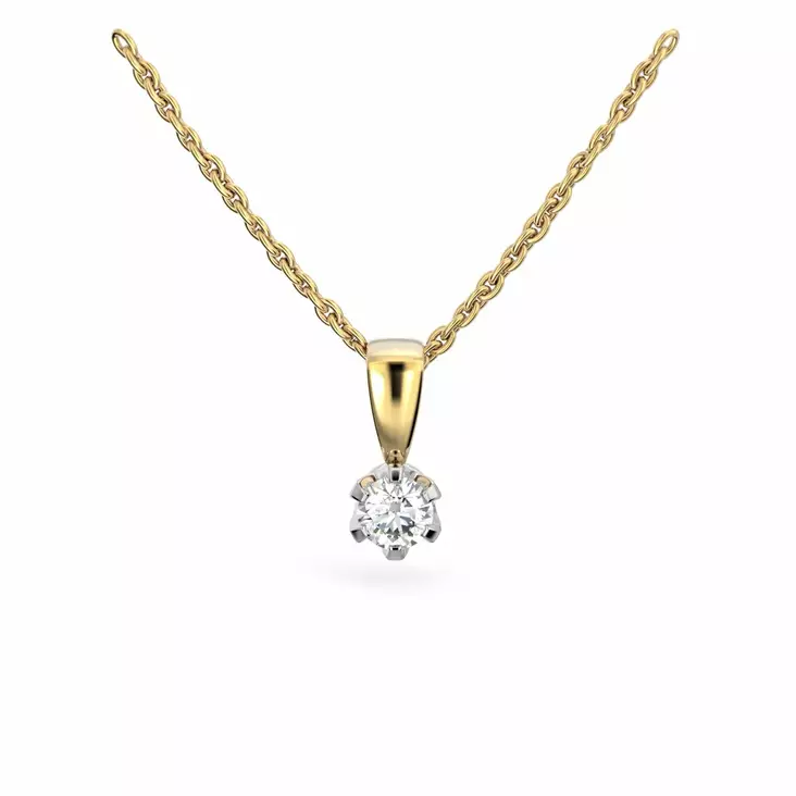 Festive Timanttiriipus Classic 0,15 ct Keltakulta 14K - Timanttikorut - 14-129-015R-KV - 1