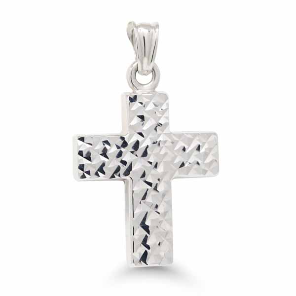 Valkokultainen ristiriipus kaksipuolinen LU-0957W - Kultakorut - LU-0957W - 1