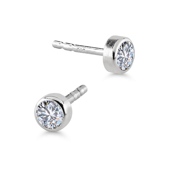 Valkokultakorvakorut zirkoneilla, 3mm - Kultakorut - SA-020603ZW - 1