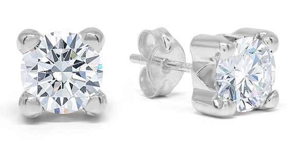 Valkokultakorvakorut zirkoneilla, 5mm - Kultakorut - 190831ZW - 1