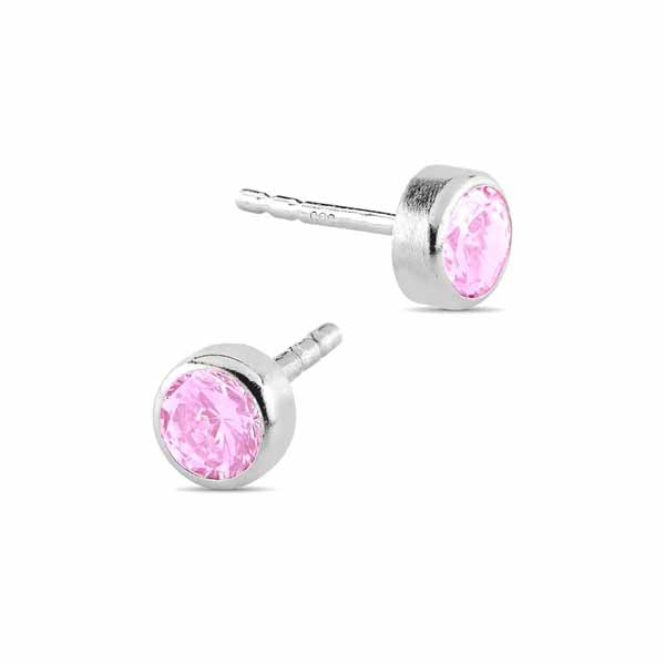 Korutuote Valkokultakorvakorut Pinkit Zirkonit 3,3 mm - Kultakorut - SA-020603piW - 1