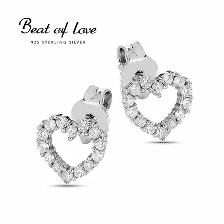Beat of Love Sydän Hopeakorvakorut Zirkoneilla BOL-E0983Z - Hopeakorut - BOL-E0983Z - 1