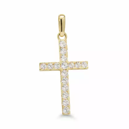 Keltakultainen risti 18,5 mm zirkoneilla - Kultakorut - K-P64446Z - 1