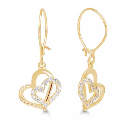 Kultaiset roikkuvat sydänkorvakorut K-E91974Z - Kultakorut - K-E91974Z - 1