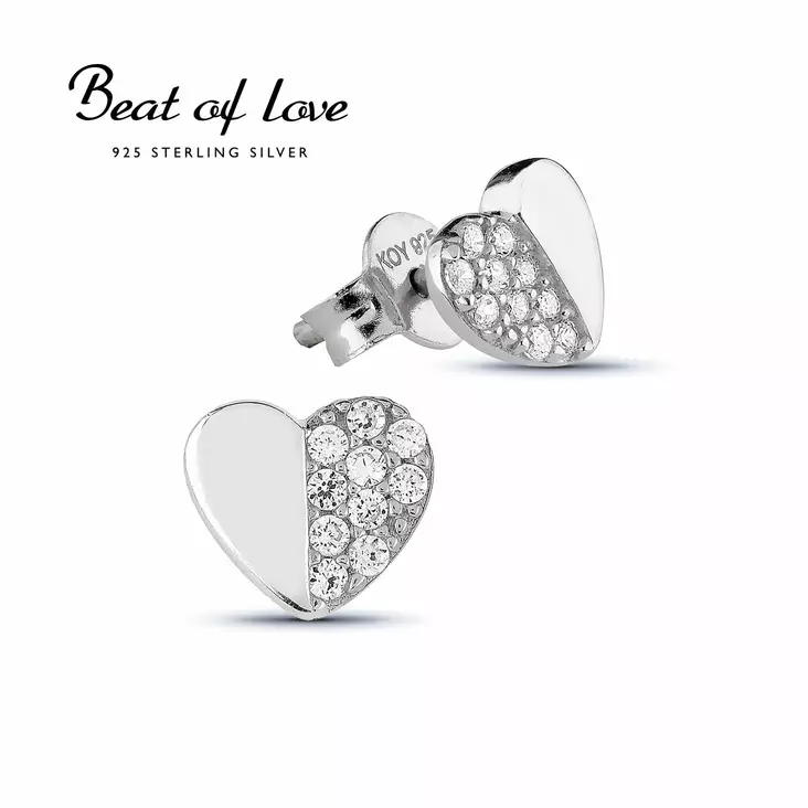 Beat of Love Sydän Hopeakorvakorut Zirkoneilla BOL-E0158Z - Hopeakorut - BOL-E0158Z - 1