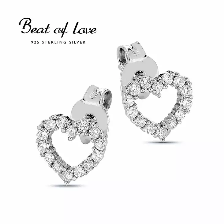 Beat of Love Sydän Hopeakorvakorut Zirkoneilla BOL-E0983Z - Hopeakorut - BOL-E0983Z - 1
