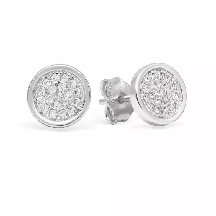 Hopeakorvakorut pyöreä kirkkaat kivet - Hopeakorut - E-0900Z - 1
