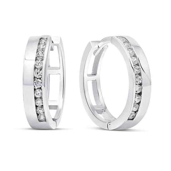 Hopeiset korvarenkaat zirkoneilla - Hopeakorut - BOL-E0464Z - 1