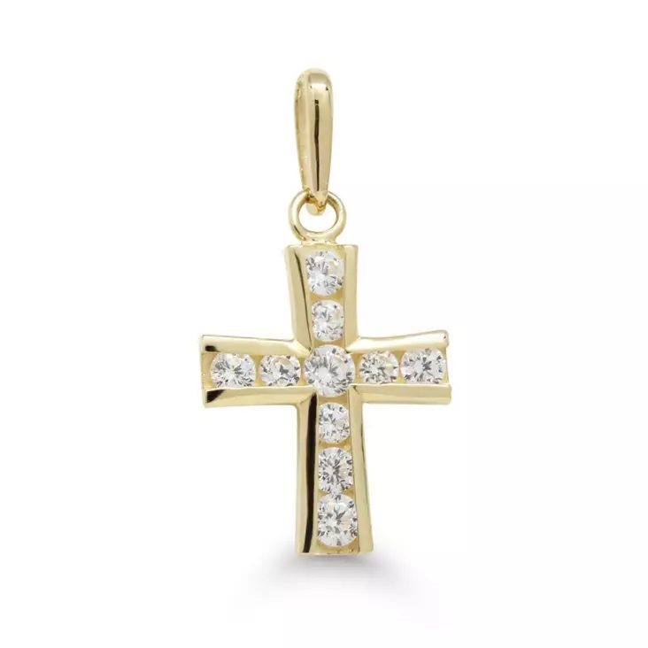 Kultainen ristiriipus zirkoneilla K-P61176Z - Kultakorut - K-P61176Z - 1