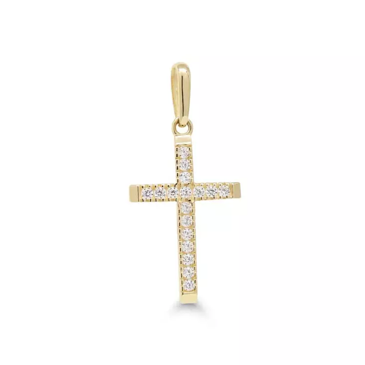 Kultainen ristiriipus zirkoniakivillä K-P65251Z - Kultakorut - K-P65251Z - 1