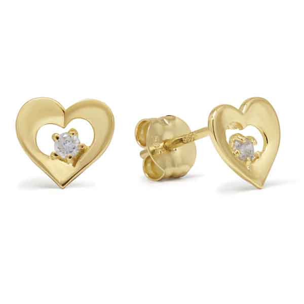Kultaiset sydänkorvakorut zirkoniakivillä K-E37678Z - Kultakorut - K-E37678Z - 1