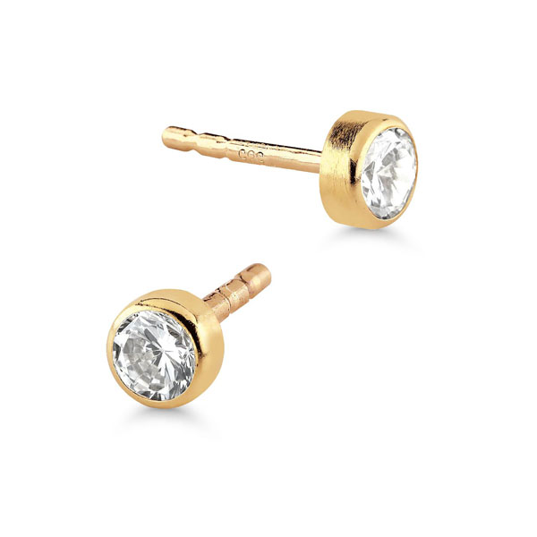 Kultakorvakorut zirkoneilla, 3mm - Kultakorut - SA-020603Z - 1