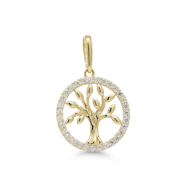 Kultariipus elämänpuu zirkoneilla - Kultakorut - K-P69159Z - 1