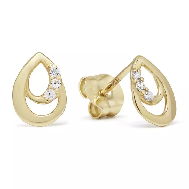 Pisara korvakorut, kulta ja zirkonia K-E93245Z - Kultakorut - K-E93245Z - 1