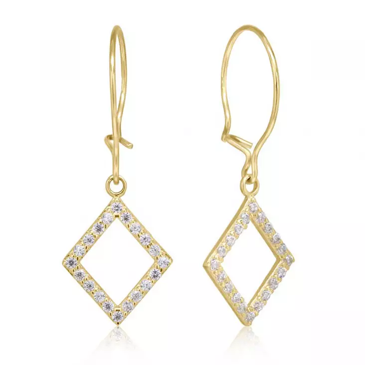 Roikkuvat Korvakorut Keltakulta Zirkoneilla E-0216Z - Kultakorut - E-0216Z - 1