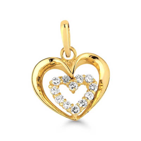 Sydän riipus, kulta ja zirkonia K-P61120 - Kultakorut - K-P61120Z - 1