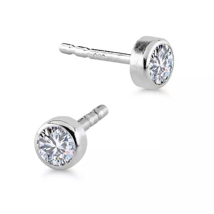 Valkokultakorvakorut zirkoniat 4 mm - Kultakorut - SA-020604WZ - 1