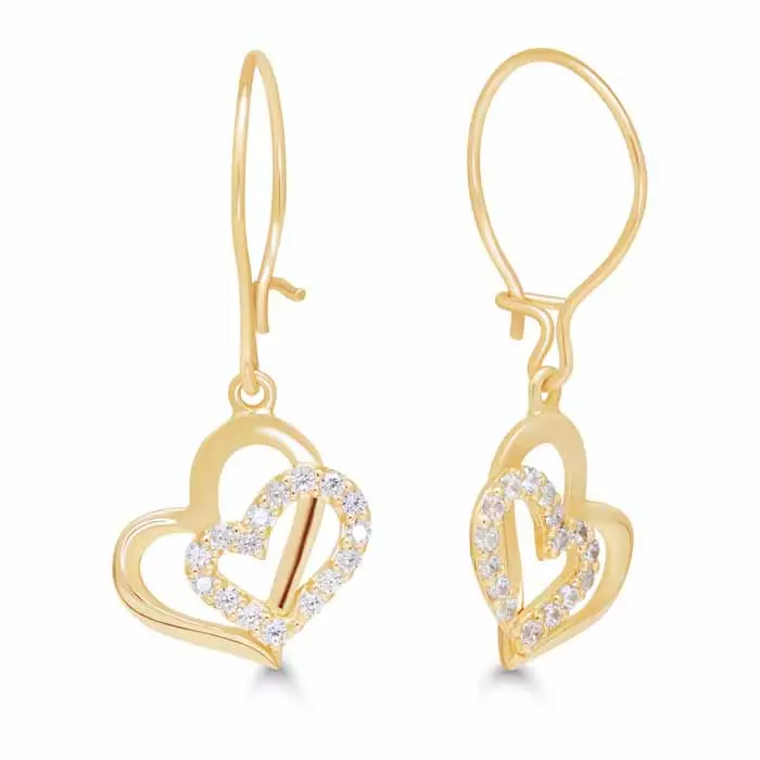 Kultaiset roikkuvat sydänkorvakorut K-E91974Z - Kultakorut - K-E91974Z - 1