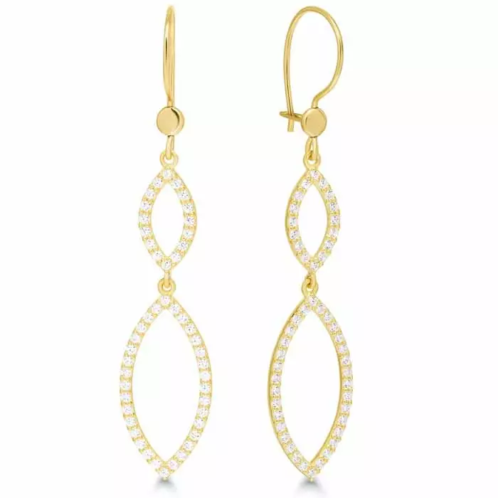 Roikkuvat kultakorvakorut zirkoneilla K-E91975Z - Kultakorut - K-E91975Z - 1